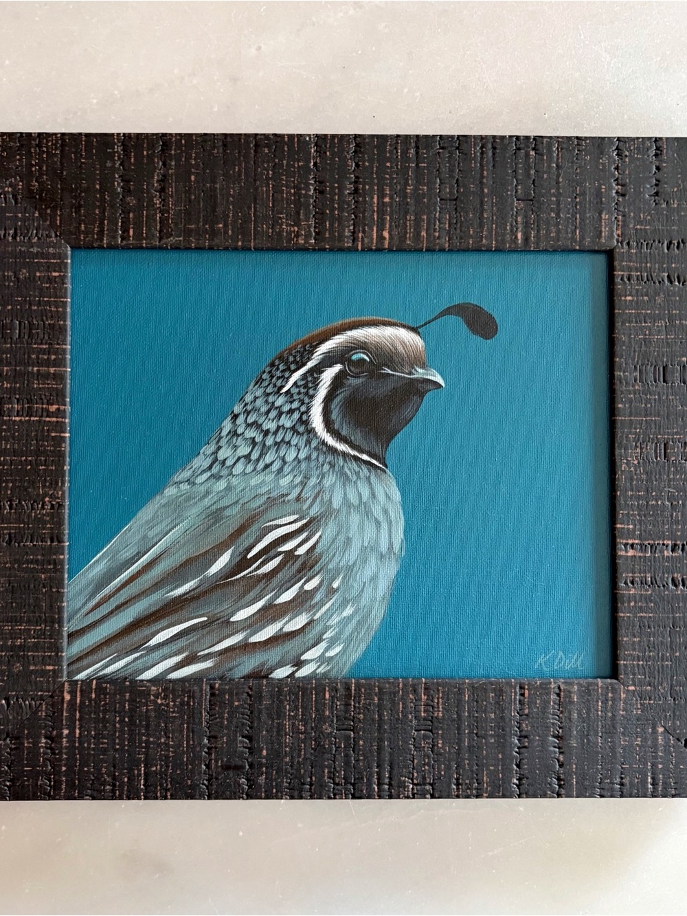 ORIGINAL PAINTING Framed Gambel’s Portrait, Bird Art Wall Decor 8x10 (13.5x11.5)